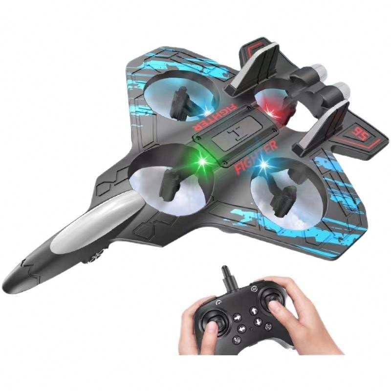RC Airplane/Jet with Lights 2.4 GHZ | Beginner Remote-Control Jet Plane for Kids & Adults | One-Key Takeoff, Rechargeable Battery, Stunt Mode, Indoor/Outdoor Toy