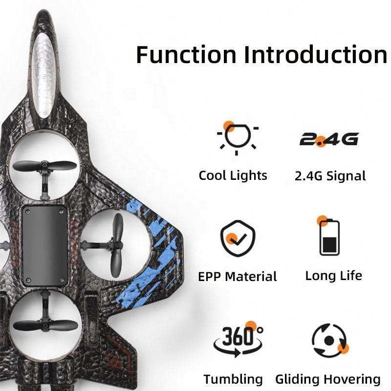 RC Airplane/Jet with Lights 2.4 GHZ | Beginner Remote-Control Jet Plane for Kids & Adults | One-Key Takeoff, Rechargeable Battery, Stunt Mode, Indoor/Outdoor Toy