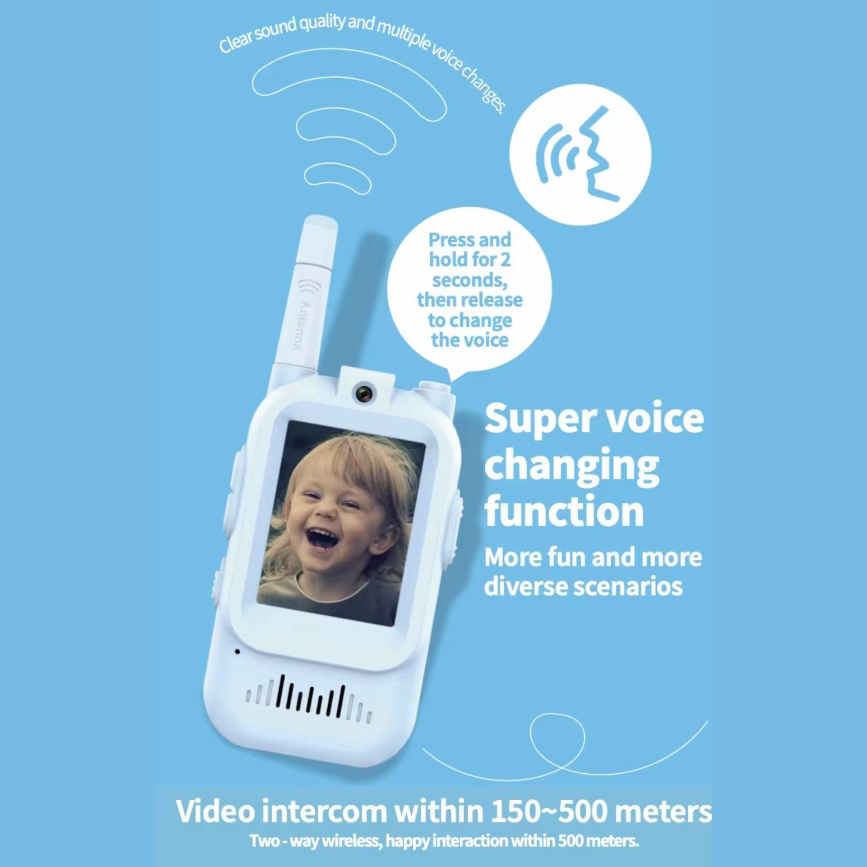 Video Walkie Talkies for Kids | HD Camera, Voice Changer & Screen Display